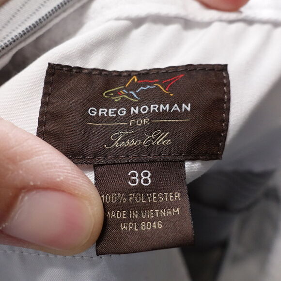 GREG NORMAN FOR TASSO ELBA GREY STRIPED GOLF SHORTS MENS SIZE 38 POLYESTER - Picture 6 of 6